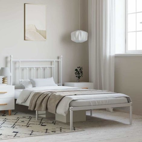 vidaXL Estructura cama sin colchón con cabecero metal blanco 100x190cm (1/5)