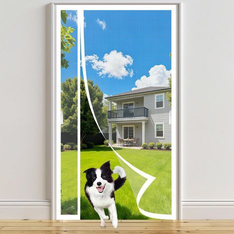 Weißes Moskitonetz für Türen und Fenster, 118 x 206 cm, Magnetvorhang, optimale Belüftung, freie Sicht, reißfest, kein Bohren erforderlich (1/5)