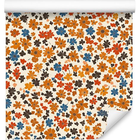 Papier peint fleuri crème, or et beige pour salon et chambre 50x1000 cm (1/5)