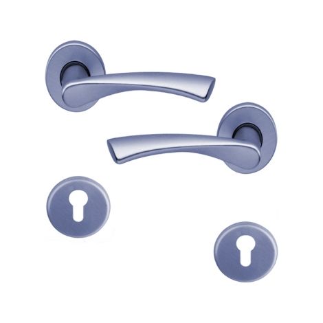 Ouvre&Déco – 1 poignée sur rosace MILANO, aluminium inox mat velouté cylindre