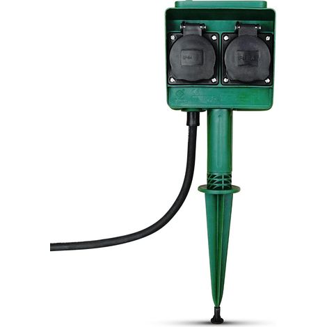 ÉQUIPEMENT Parfait pour Votre Maison Prise de Jardin Parfaite 4 Voies Prise extérieure 4X Prise multiprise IP44 avec Piquet de Terre Longueur de câble 2m Vert (1/5)