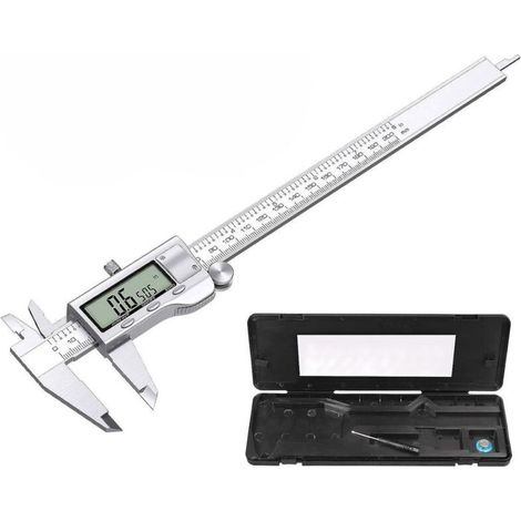 Calibrador digital de 200 mm - Acero inoxidable - Gran pantalla LCD - Mide en mm/pulgadas - Con función de profundidad y diámetro (1/5)