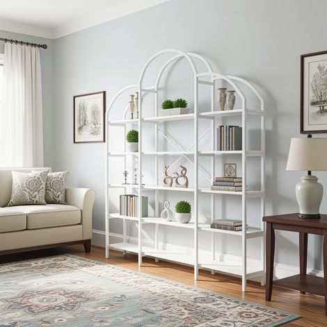 MEUBLIV Étagère 170 x 26 x 190 cm blanche – 5 niveaux, design aérien ouvert (1/5)