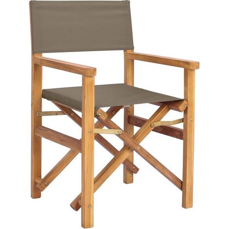 Fauteuil de direction, marron et taupe, en teck massif. (1/5)