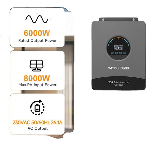 Inversor solar híbrido, potencia de salida de 6000 W, pantalla táctil fácil de usar, DT4860BF-48V-A-EU, 220-240 V, 48 V (1/2)