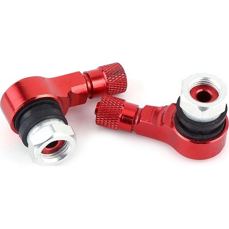 2 pièces Embouts de valve de pneu moto universels en aluminium rouge 90°, 11.3mm pour roues (1/3)