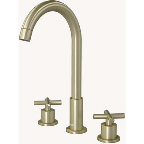 Robinet mélangeur lavabo sur plage Doré brossé - Corbeau