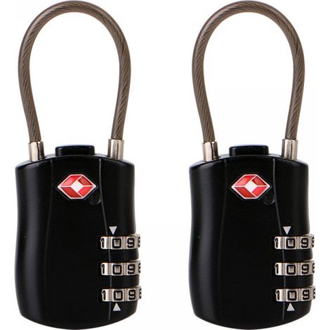 Longziming – Lot de 2 cadenas TSA à combinaison 3 chiffres – Cadenas de voyage en alliage de zinc – Sécurise bagages et sacs à dos