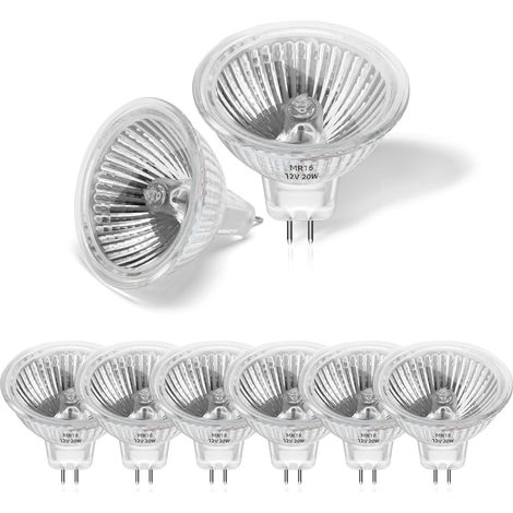 Pack de 8 Ampoule Halogène MR16 20W 12V, Dimmable Blanc Chaud 2800K, Base GU5.3 Pour Plafonnier Encastré