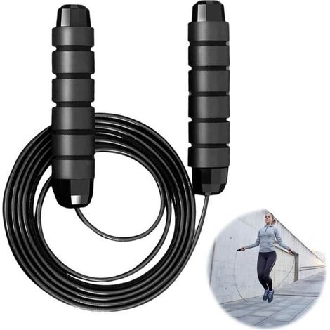 Corde Sauter Pondérée Noire, Corde Sauter Sportive Haute Performance Fitness Entraînement Renforcement Musculaire (1/4)