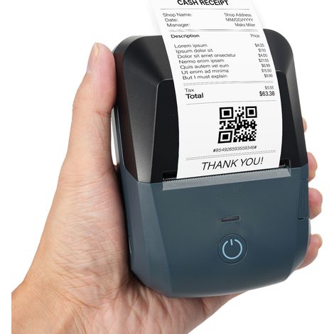 Imprimante de reçus portable 58mm mini imprimante thermique d'étiquettes sans fil BT USB 203dpi imprimante mobile avec rouleau papier thermique 2 pouces compatible Android/iOS pour petite entreprise r (1/5)