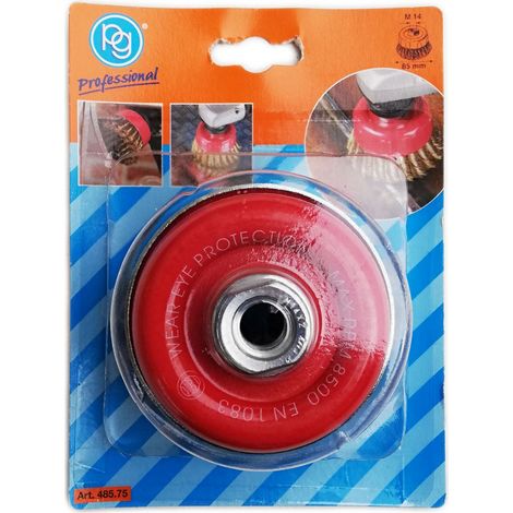 SPAZZOLA ACCIAIO RITORTO A TAZZA + FILETTO PG - 485.75 MM 85 F.M14 - 1 pezzo (1/4)