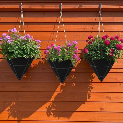 Set mit 3 Filzkegeln aus Vliesstoff für Hängeampeln – Biologisch abbaubare Innenbeschichtung – Geeignet für Balkonkästen und Outdoor-Körbe (1/5)