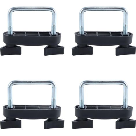 Lot de 4 supports de toit de voiture avec fixations de sécurité et boulons en U pour coffre de toit, adaptés aux porte-bagages de (1/5)