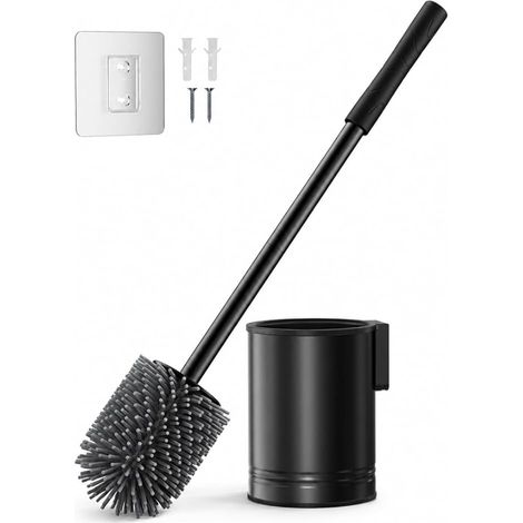 Toilet Brush Silicone Stainless Steel Black (1/5)