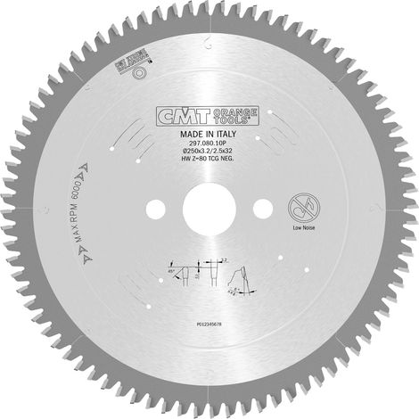 297.080.10P SIERRA CIRCULAR 250X3.2X32 Z=80 TCG -6° SILENCIOSA