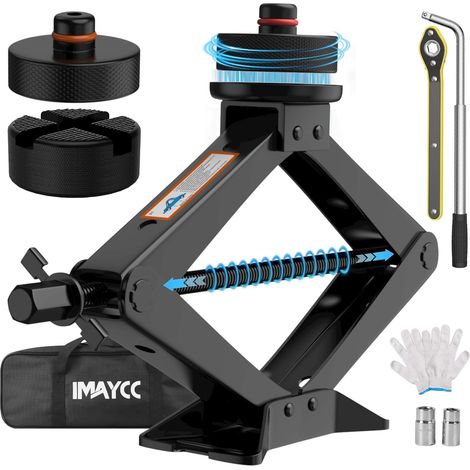 Mise à Niveau Cric Voiture 3T/3000kg,Universel Crique Voiture avec 2 Tampon Caoutchouc, Portable Cric de Levage avec Clé pour Écrous de Roue, Kit Urgence Automobile pour SUV MPV Voiture (1/5)