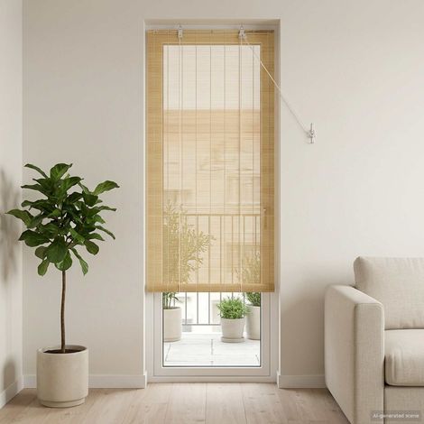 vidaXL Tenda a rullo Naturale 60 x 220 cm Bambù