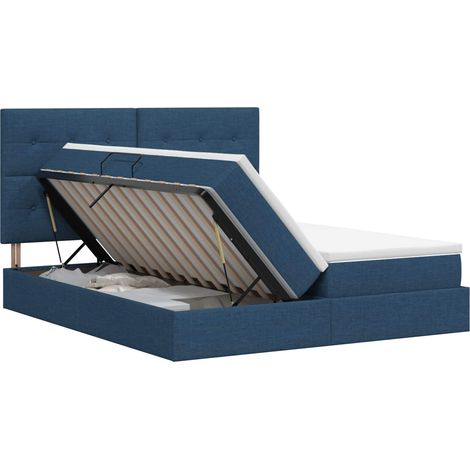 Letto con Contenitore con testiera Blu 200 x 200 cm Tessuto vidaXL (1/5)