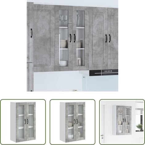 Küchenregal - Küchenschrank mit Tür Beton Grau 60 x 31 x 100 cm Holzwerkstoff (1/5)