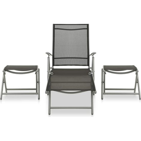 Set Divani da Giardino 3 pz Salotto da Giardino in Textilene e Alluminio Argento (1/5)