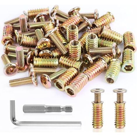 Insert Fileté Bois M8x25mm Ecrou et Vis Écrous à Visser (1/3)