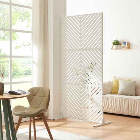 Indoor Trennwand Kekan Stahl 200x100x50 cm Weiß [casa.pro] (1/5)