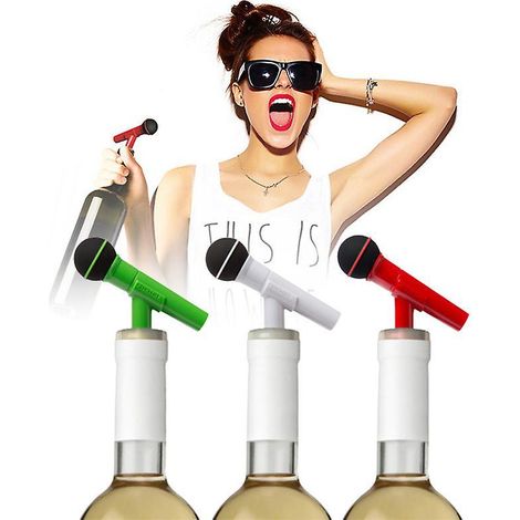 lot De Bouchon De Bouteille De Vin Siliconecouleur Alatoire, Bouchons Vin En Style De Microphone Bouchons De Vin Rutilisables Vide Scellant Bouc (1/5)