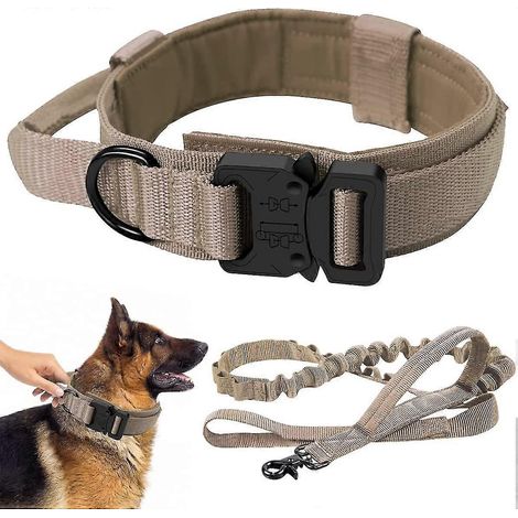Großes Hundehalsband, K9-Typ, mit Griff, verstellbare elastische taktische Nylonleine für das Training, Kh