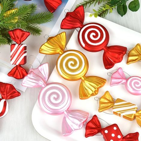 Riesige rosa Zuckerstangen-Weihnachtsdekoration (2 Stück) – 18 cm – Wiederverwendbar – Glänzende Oberfläche – Weihnachtsdekoration (1/3)