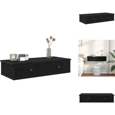 Étagère murale avec tiroirs noir 80x31x17 cm bois d'ingénierie - Étagère Murale - Étagères Murales - Étagère Murale Avec Armoire - Armoire De Rangement Murale (1/5)