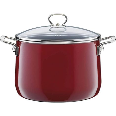 Riess Fleischtopf Nouvelle mit Glasdeckel Ø24 cm  6,5 Liter Rosso extrastark Emaille Induktion