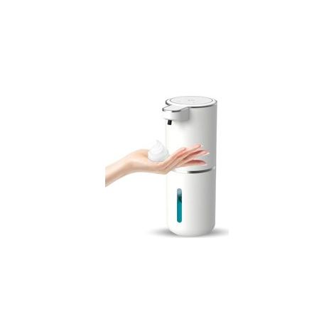 Distributeur de savon automatique, distributeur de savon moussant sans contact, distributeur rechargeable USB 400 ml, support mural, 4 niveaux, capteur de mouvement réglable, pompe étanche (blanc)