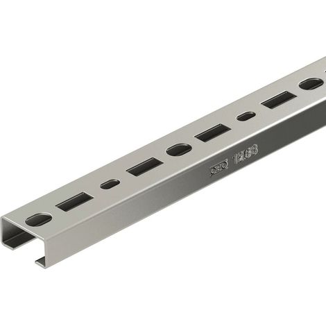 OBO Bettermann Guida profilata forata, larghezza fessura 17mm 2000x35x18 acciaio inossidabile, antiruggine A2 1.4301 lucido, tratt..., 1104501