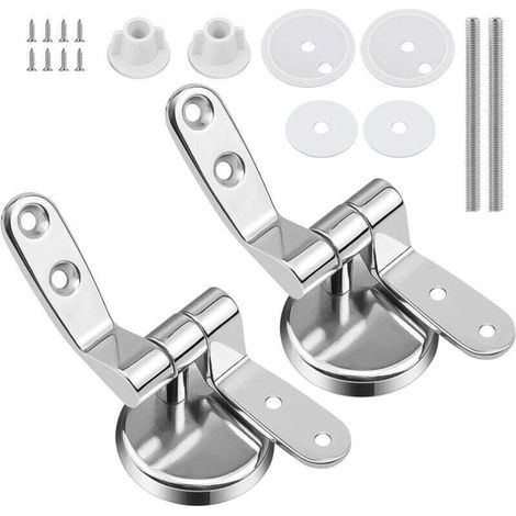 Charnière Abattant WC avec Boulons et Écrous Fixation Remplacement Siège Toilette (1/4)