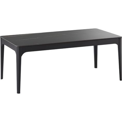 Table basse rectangle plateau MDF placage céramique noir marbré et piètement en acier laqué anthracite - SLEEK (1/4)