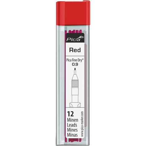 Estuche PICA 7031 con 12 minas rojas para Fine Dry, alta precisión y durabilidad.