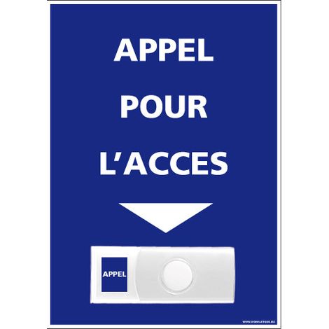 Panneau de signalisation APPEL RAMPE D'ACCES + Sonnette intégrée (G1114) - Plastique PVC 1,5 mm - 150 x 210 mm