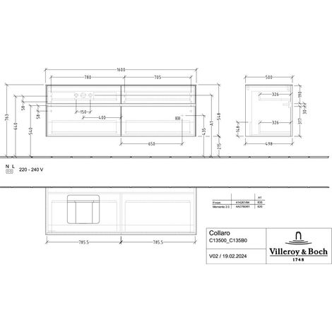 Villeroy & Boch C135B0AA WTUS Collaro C135B0 1600x548x500mm avec