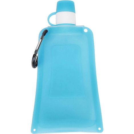 Gourde pliable portable de 500 ml en silicone, idéale pour les voyages, le camping et le cyclisme en plein air (bleu foncé).