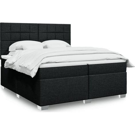 Boxspringbett mit Matratze Schwarz 200x200 cm Stoff