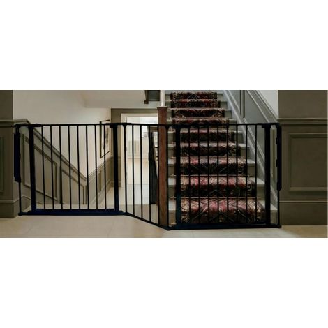 Safetots Two Door Multi Panel Solution for Up and Down Staircases, Black, 200cm of length, includes 2 Door Opening Panels