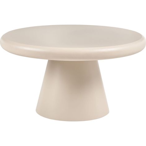 Table Basse Ronde à Pied Central Design Sculptural Style Organique Blanche Mamawi (1/5)