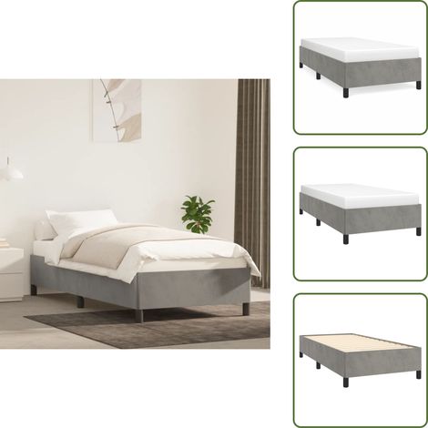 Bettgestell ohne Matratze Hellgrau 90x190 cm Samt - Samtbett - Bettrahmen - Doppelbett - Boxspringbetten - Nachttisch (1/5)