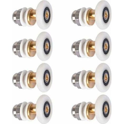 8 pièces 25mm Porte de Douche - Rouleau Roulette Roue pour Porte de Douche Roulettes Coulissantes Porte Roue de Remplacement pour Rouleau (1/5)