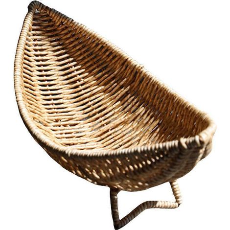 Assiette à fruits bateau unique en plastique imitation rotin pour maison et hôtellerie, plateau décoratif résistant. (1/4)