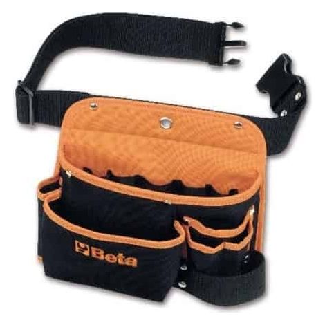 Beta – Sacoche ceinture porte outils en nylon – Pour chantiers humides – Taille unique – Noir / Orange (1/2)