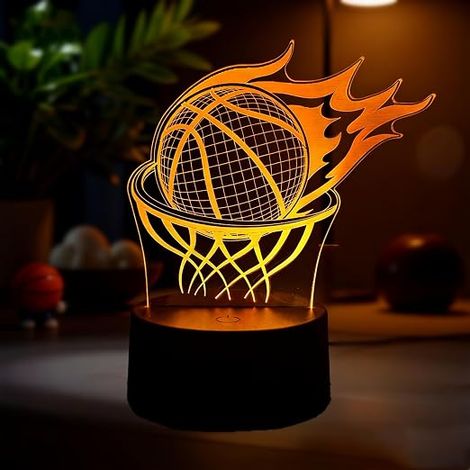 Veilleuse Basketball,3D shooting Basketball lampe, Basket Cadeau pour Enfants Garçon Filles, 7Couleurs accessoire cadeaux de Noël décoration (1/5)