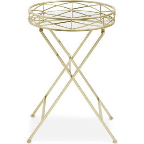 Premier Housewares Jolie Round Gold Tray Table (1/5)