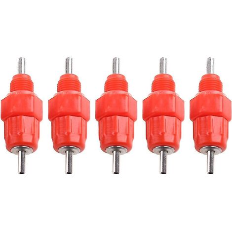 Lot de 5 abreuvoirs automatiques pour poulets, avec tétines et connecteurs, pour l'alimentation extérieure des poussins.